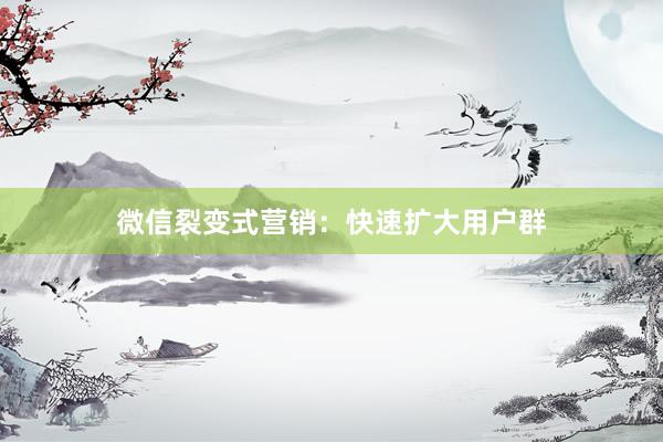 微信裂变式营销：快速扩大用户群